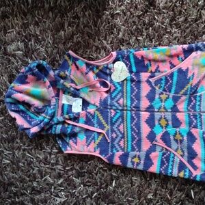 Aztec Southwest fleece Vest sm junior turquoise pink Purple orange nwt